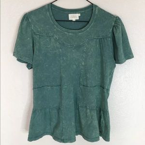 Deletta Acid Washed Ruffle Tee